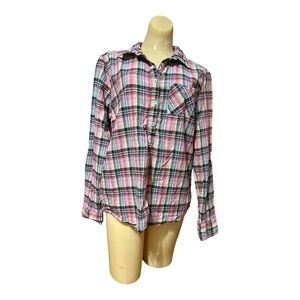 Prana “Gina” Women’s Plaid Pop Over Shirt, Sz Large